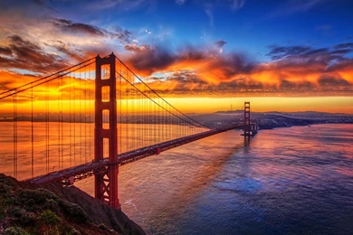 Golden Gate Bridge At Sunset   Wallpaper.