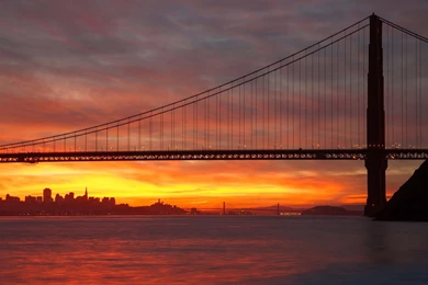 Sunset Over Golden Gate Bridge, San Francisco, California, Usa ...