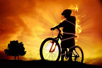 3D Boy With His Cycle Digital Art Wallpapers