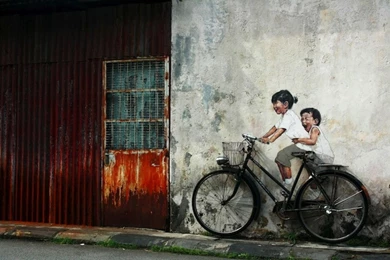 3D Brother And Sister Riding Cycle