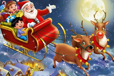 Cute Christmas Reindeer Pictures And Wallpapers With Santa