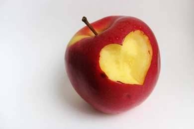 Love Heart Bite Fruit Apple Fruit Wallpapers   (