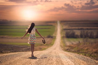 Lonely Girl On Highway
