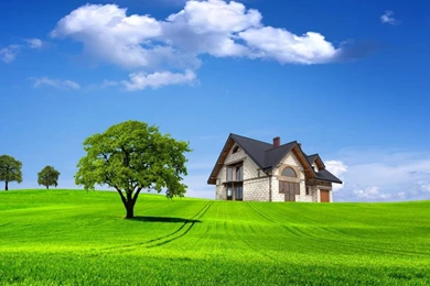 Wallpapers Nature Summer House Grassland Get 1366x768