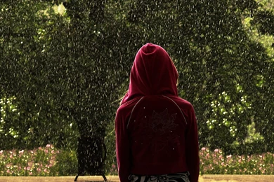 Beautiful Girl Photos, Lonely Girl In The Heavy Rain, Red Shirt ...