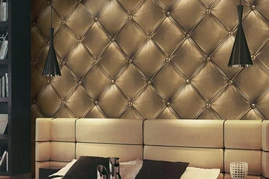 Luxury 3D Effect Print Faux Leather Wallpapers Modern Gold Bronze ...