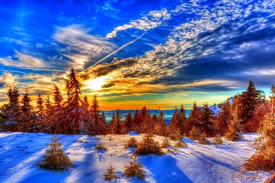 Winter Sunset Desktop Wallpapers