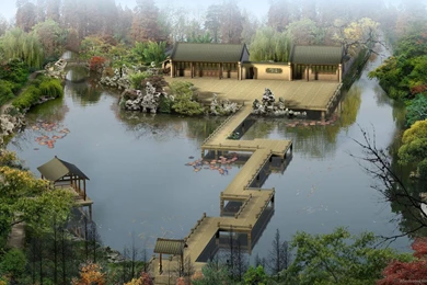 Download 1600x900 3D Landscape With Bridge Wallpapers