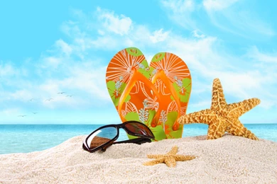 Starfish Sand Sea Nature Sky Clouds Glasses Flip Flop Beach Sand ...