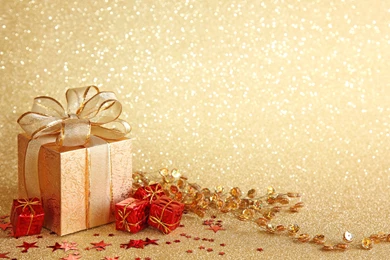 Christmas Gift Boxes   Golden Backgrounds
