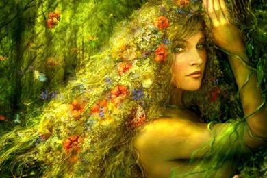Fairy In The Forest, Flower, Hair, Butterflies Fantasy Art ...