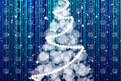Christmas Tree On Ornate Blue Glittering Background, 24449 ...