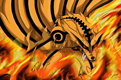 Wallpaper: Naruto, Bijuu Form, Fox, Animal, Fire, Flame, Burning ...