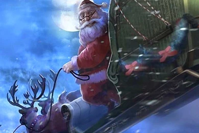 Christmas Santa Claus Sledge Illustration Android Wallpapers ...