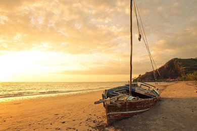 Old Ship Washed Ashore On The Beach Wallpapers — WppShack.com