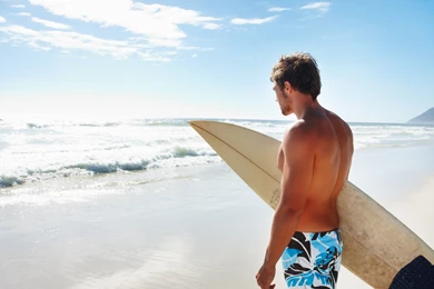 Man With The Surf Board On The Beach Widescreen Wallpapers