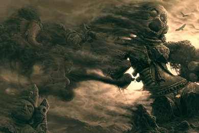 Sand Flowers Smoke Destruction Ghosts Sculpture Artwork Hinduism