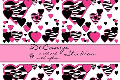 Hot Pink Zebra Print Hearts Wallpapers Border Wall Decals For Teen ...