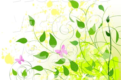 Vector Of Pink Butterflies With Green Vines Over Yellow Splatters ...