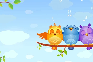 Cute Cartoon Bird Singing Wallpaper, HD Desktop Wallpapers