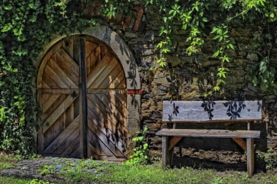 1920x1080 Old Bench Door Wallpapers