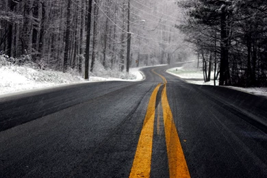 Winter Road In Cloudy Weather Wallpapers And Images   Wallpapers ...