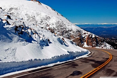 Winter Mountain Road HD Desktop Wallpapers : Widescreen : High ...