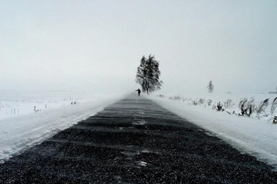 1680x1050 Winter Road Hitchhiker Desktop PC And Mac Wallpapers