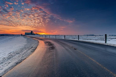 Winter Landscape Road Sunset Sky Wallpapers   1920x1080   550323
