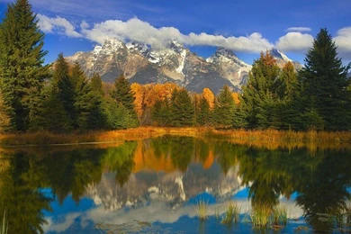 Lake Reflecting The Grand Teton Mountain Range Free Desktop ...