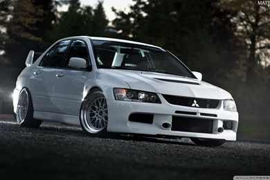Download Lancer Evolution White On The Road Wallpapers   Wallpapers ...