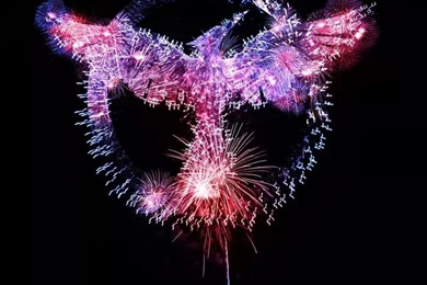 Mocking Jay In Fireworks, Perfect Background!
