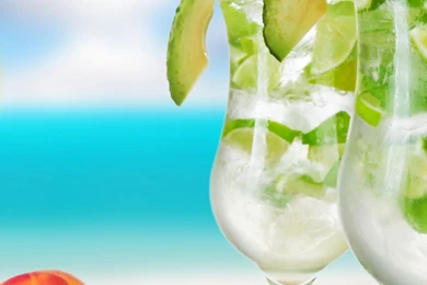 Lime Cocktails On The Beach Fresh Fruit