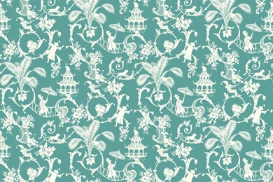 Waverly Small Prints Palm Palace 27' X 27" Toile Wallpapers