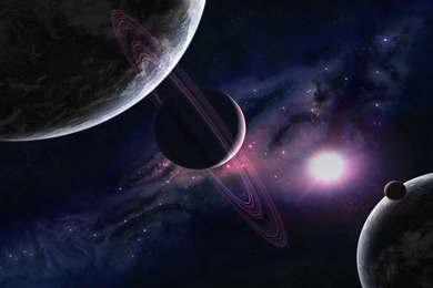 Distant Solar System, Sunrise, Planet, Moon, Star, Nebula, Space ...