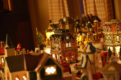 Decorative Christmas village wallpapers