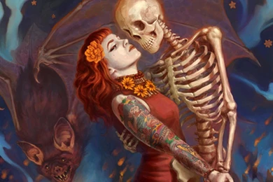 Horror Dead Tattoos Bat Halloween Skeleton Dance Girl Woman ...