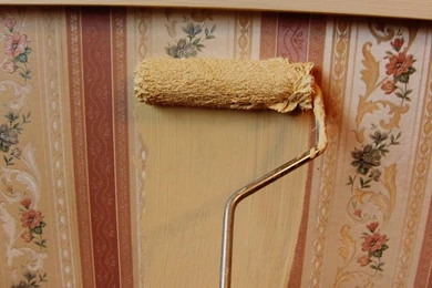 Feathering My Nest: I Painted Over Wallpapers And Got Old World Texture