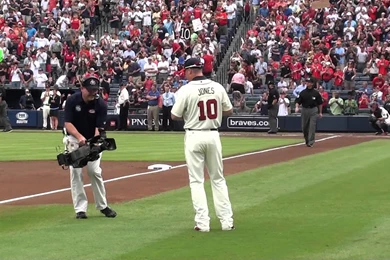 Chipper Jones Final Regular Season Home Game First Inning Warm ups ...