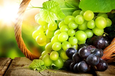 Grapes Baskets Lights Leaves