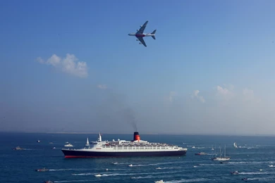 Download 1920x1080 Airbus A380 Flying Over The Ships Wallpapers