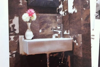 Cowhide Wallpapers (!?) In Powder Room. By Primavera.