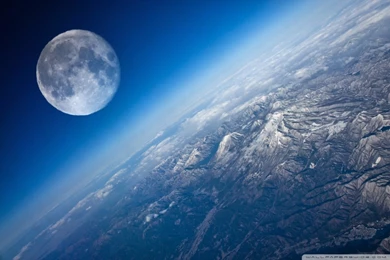 Earth And Moon HD Desktop Wallpapers : Widescreen : High Definition ...