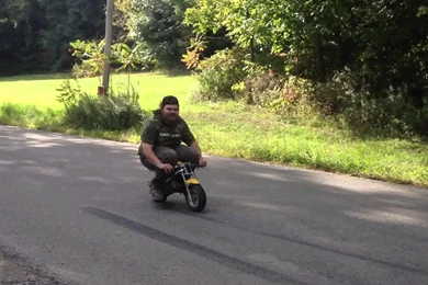 Fat Guy On A Mini Bike!!   YouTube