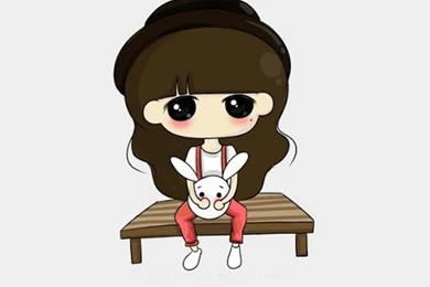 Cartoon Little Girl Holding A Bunny Wallpapers   Free iPhone Wallpapers