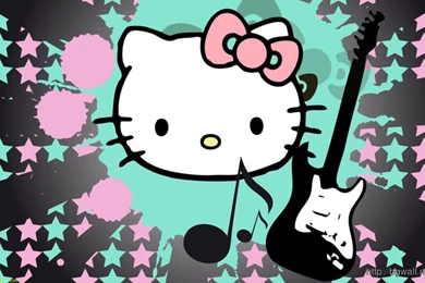 Hello Kitty With Guitar Wallpapers Hd