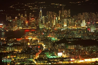 Download Wallpapers 1366x768 Metropolis, City, Night, Building ...