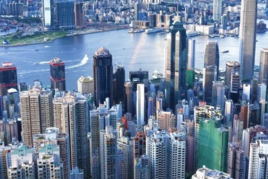 Download Wallpapers 3840x1200 City, Top View, Skyscrapers ...