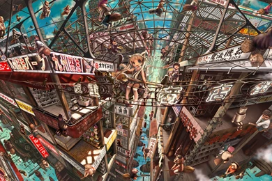 Download Wallpapers City, Anime, Metropolis, The Air, Fantasy ...