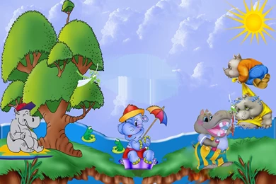 Cute Hippos Kids Transparen PNG Photo Frame